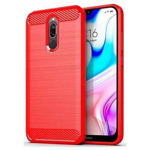 фото Чехол для xiaomi redmi 8 цвет red (красный), серия carbon от caseport