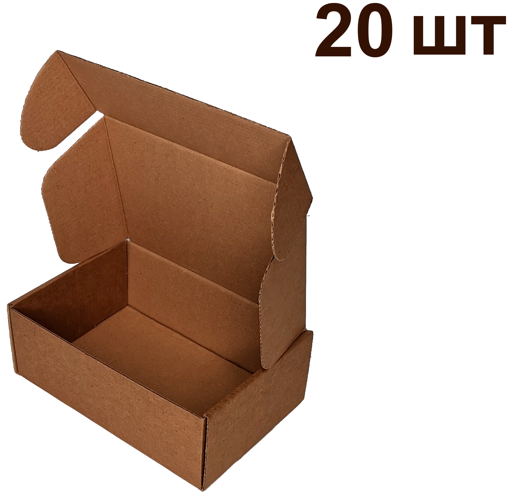 Самосборные крафтовые картонные коробки с крышкой 162x112x62 Т-24 20 штук
