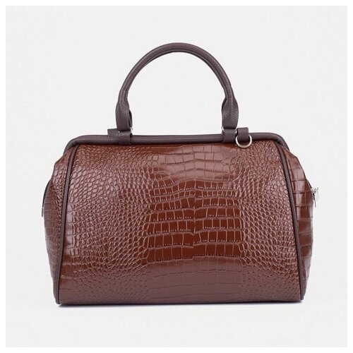 фото Саквояж, отдел на молнии, наружный карман, длинный ремень, цвет коричневый textura