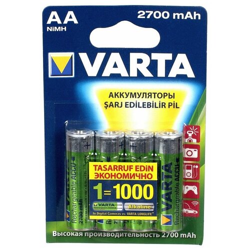 Аккумуляторы типа AA VARTA HR06 (комплект 4 штуки) 2700mAh аккумуляторы типа aaa robiton комплект 4 штуки 1100mah