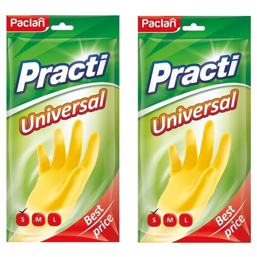 Комплект Paclan Перчатки резиновые Universal (S) желтые 1 пара х 2 упак.