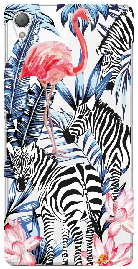 Чехол и защитная пленка для Sony Xperia Z3 Deppa Art Case Jungle зебры