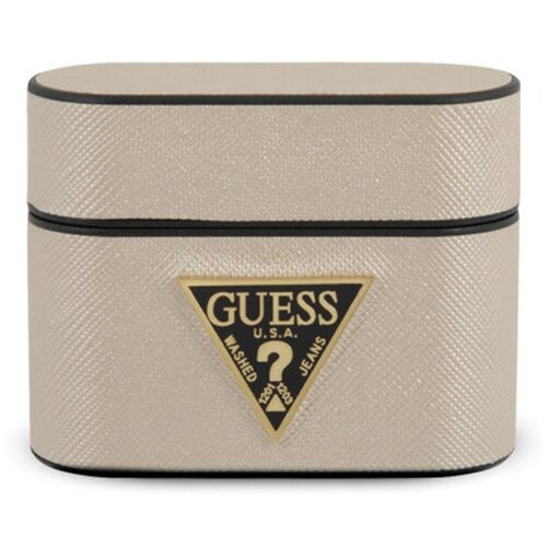 фото Чехол guess saffiano pu leather case metal logo для airpods pro бежевый