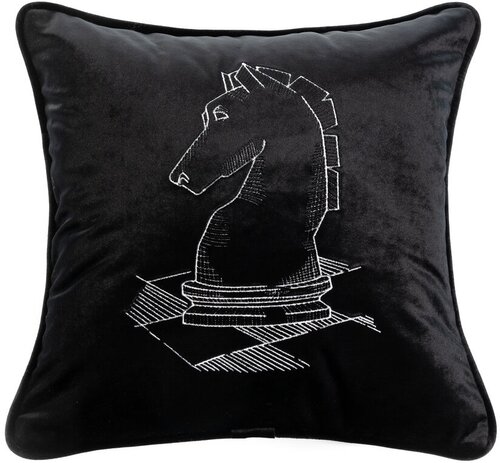 Подушка декоративная «Elpida» «Шахматные фигуры - вышивка “Конь”» (42х42 cм)
