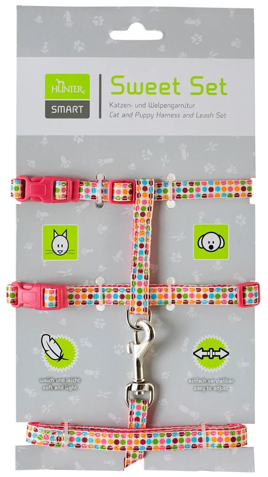 Hunter Smart шлейка для кошек и собак Seventies нейлон розовый - фотография № 3