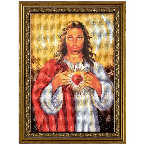 фото Набор для вышивания №05 с напечатанным рисунком в-193 "иисус христос" 19 х 27 см радуга бисера
