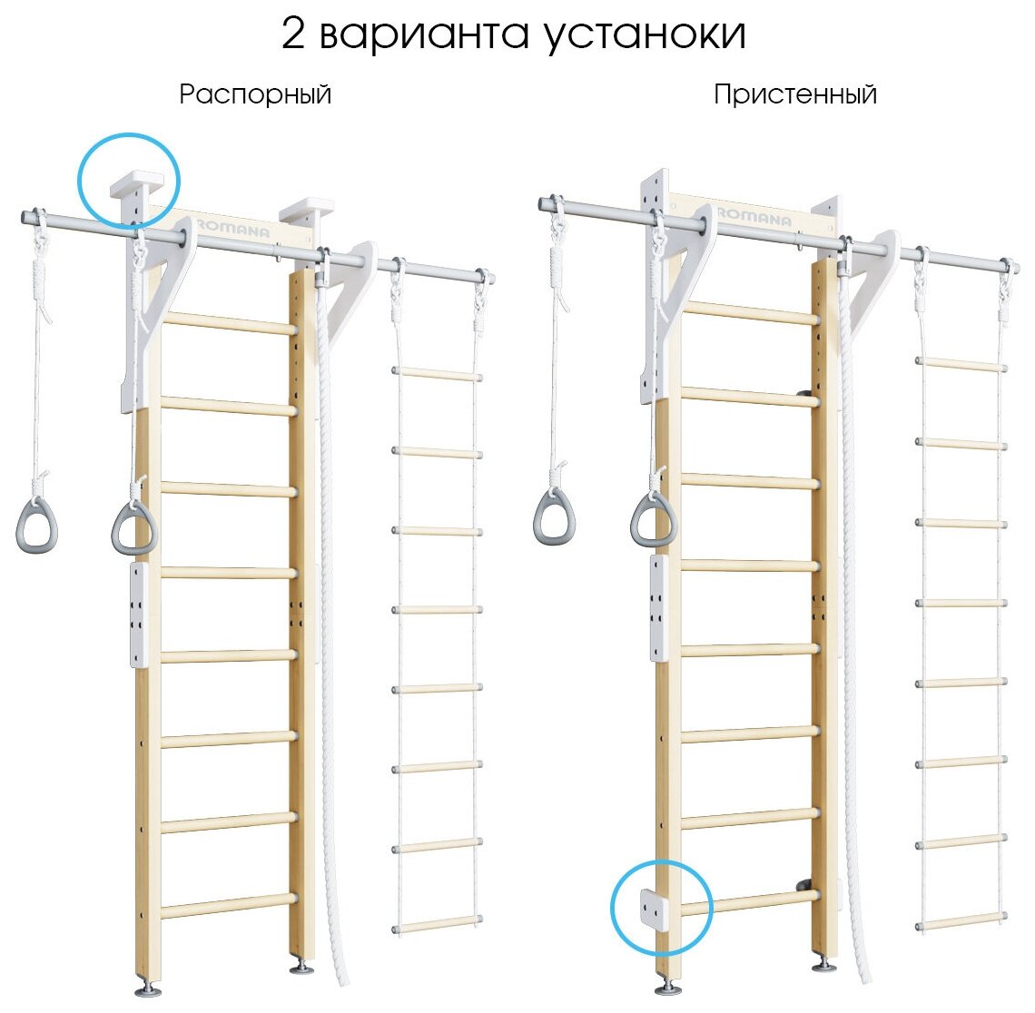 Шведская стенка ROMANA Eco2 (дерево/ белый)