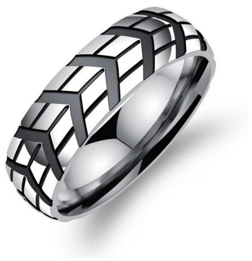 Кольцо 2beMan, нержавеющая сталь, размер 21, серебряный, черный