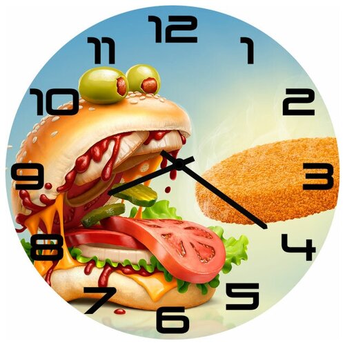 фото Svs настенные часы svs 3502494 голодный бургер