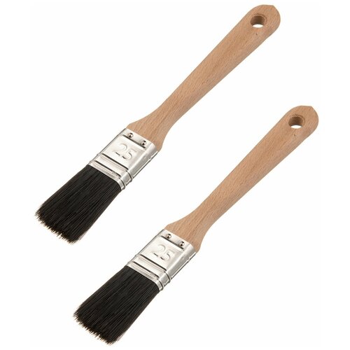 Кисть флейцевая 25 мм Лазурный берег натуральная черная щетина 90 Т4 2 штуки 250₽