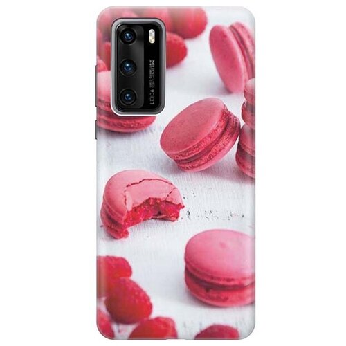 фото Ультратонкий силиконовый чехол-накладка для huawei p40 с принтом "малиновые макаруны" gosso
