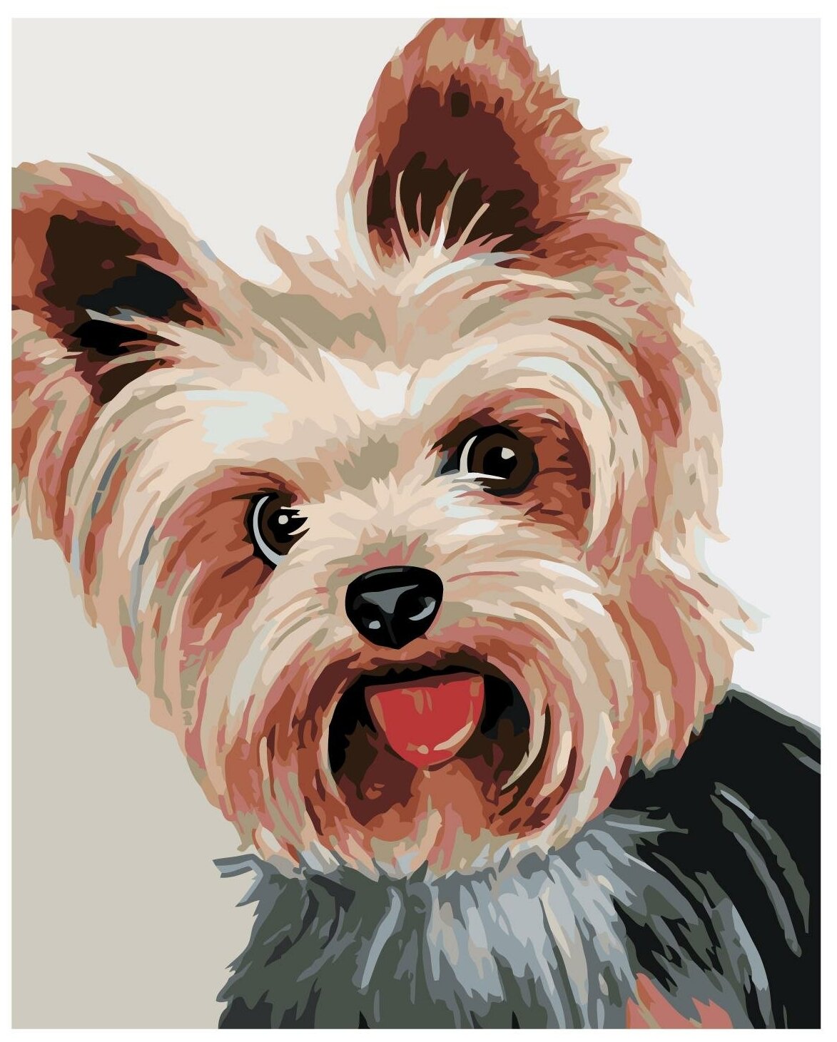 Картина по номерам, "Живопись по номерам", 72 x 90, A371, щенок, милый, рисунок, йоркширский терьер, маленький, пёс, пушистый, озорной йорк