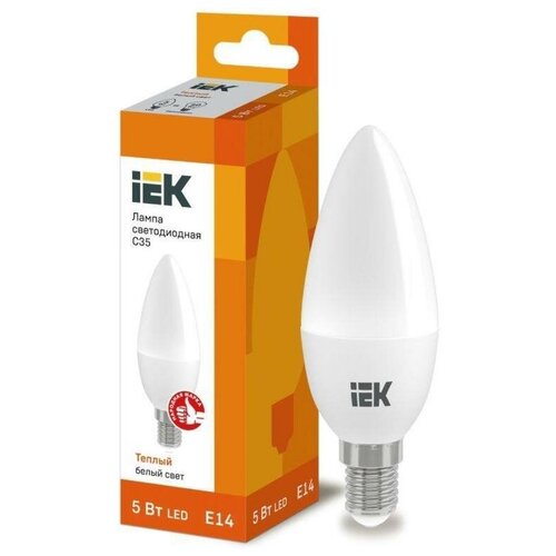 фото Лампа светодиодная iek 5 вт e14 свеча 3000 к теплый белый свет 4 шт.