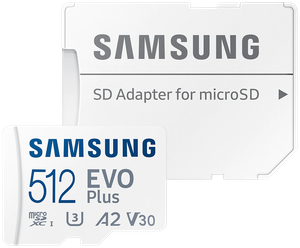 Карта памяти Samsung microSDXC 512 ГБ Class 10, V30, A2, UHS-I U3, R 130 МБ/с, адаптер на SD, 1 шт., белый