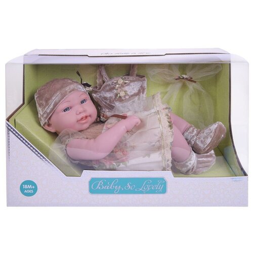 фото Пупс "baby so lovely", 38см (15''), в платье с шапочкой и аксессуарами junfa toys