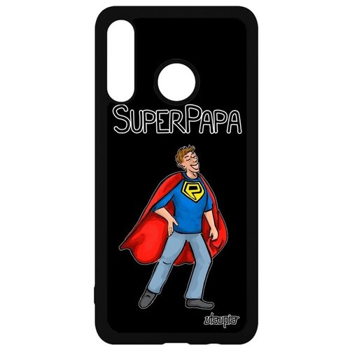 фото Дизайнерский чехол на смартфон // huawei p30 lite // "суперпапа" комикс семья, utaupia, черный