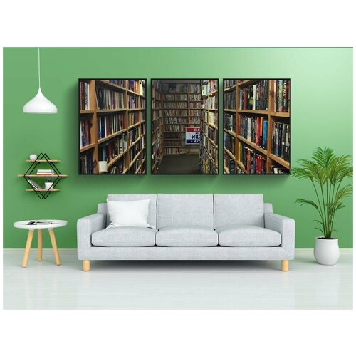 фото Набор модулных постеров для интерьера "книги, книжный магазин, библиотека" 60x90 см. в тубусе, без рамки lotsprints