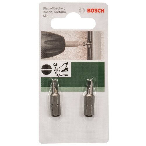 Bosch 2 Биты 25ММ Прямой Шлиц 0,6x4,5 XH DIY 2609255908 .