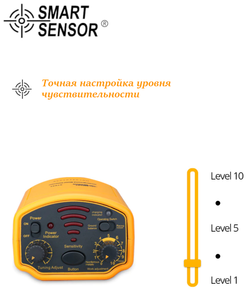 Металлоискатель грунтовой Smart Sensor ST944 с водозащищенной поисковой катушкой