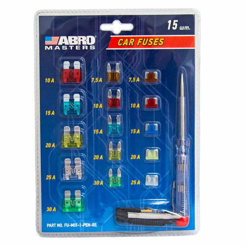 Набор Предохранителей С Индикаторной Отверткой Abro Msaters Флажковые Мини Микро Fu-Mix-1-Pen-Re 15Шт ABRO арт FU-MIX-1 491₽