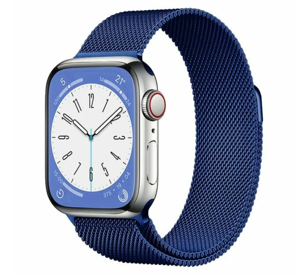 Ремешок миланcкий из нержавеющей стали Milanese Loop для Apple Watch 42/44/45/49 мм на магните синий