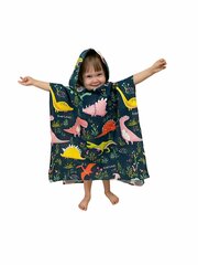 Пончо накидка детское с капюшоном вафельная ткань для пляжа, бани сауны 150х55см 100% хлопок дракончики