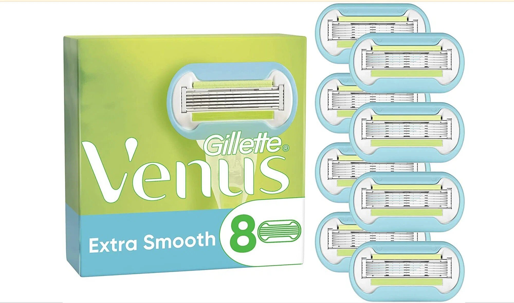 Сменные кассеты Gillette VENUS Extra Smooth Embrace, 8 шт, со смазывающей полоской с маслом авокадо — фото 1