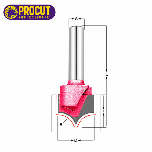 Фреза скругление R=9.5 i1=10 D=18x14x48 S=6 PROCUT PROFESSIONAL A1108