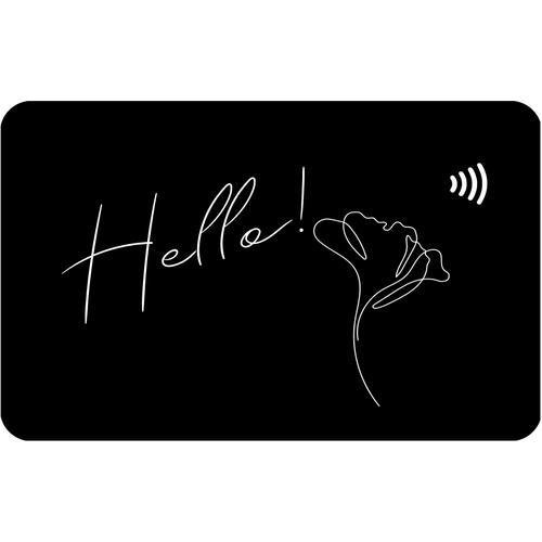 NFC-визитка с минималистичным дизайном Hello!, черная