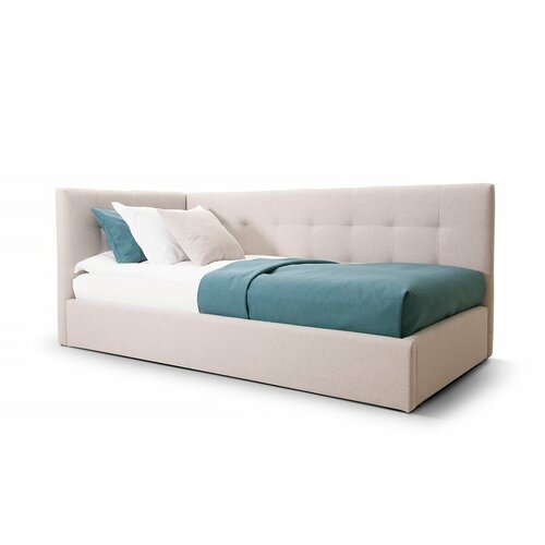 Кровать Валерия, 90*190см, цвет бежевый, с подъемным механизмом, изголовье справа, эко-кожа