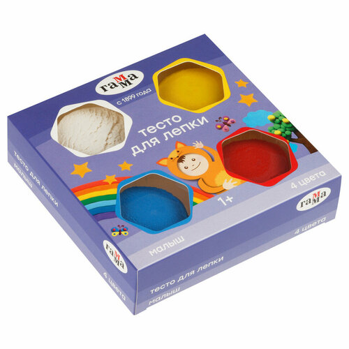 Тесто для лепки Гамма Малыш, 04 цвета, 240г, картон. упаковка new, 366988