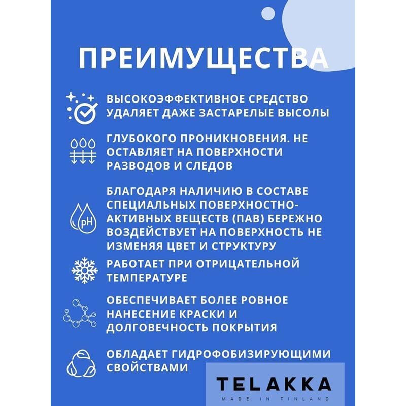 Средство очиститель высолов на кирпиче, на бетоне, на тротуарной плитке, на брусчатке TELAKKA FACADE 1л — фото 1
