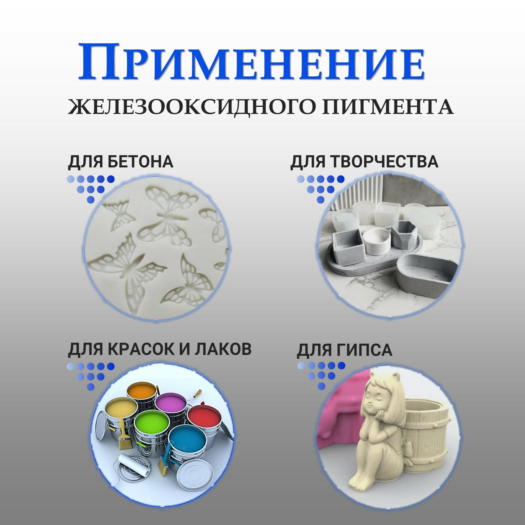 Изображение Набор пигментов IRON для гипсовых и бетонных растворов 8 шт по 150 гр