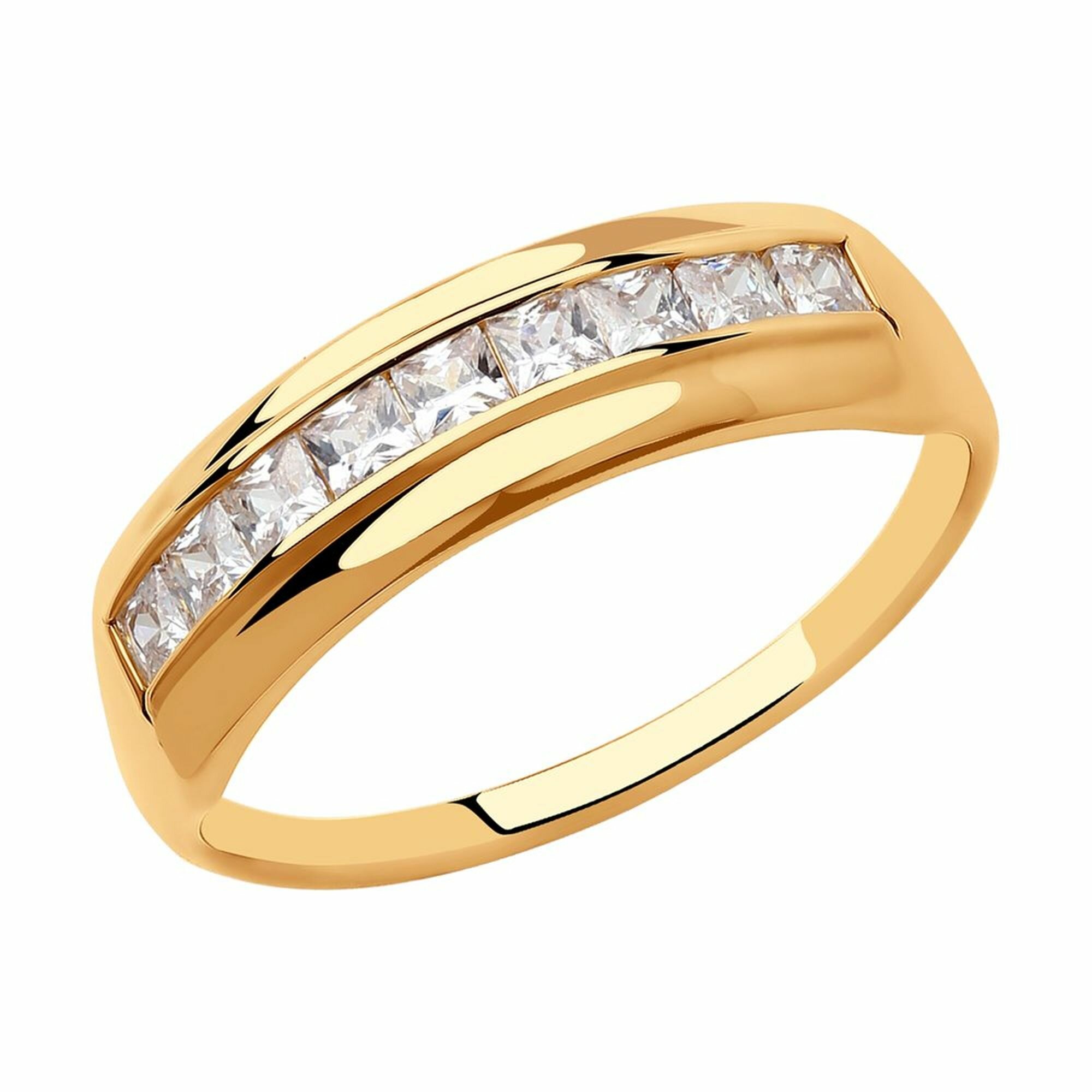 Кольцо Diamant online, красное золото, 585 проба, фианит