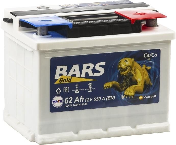 Аккумулятор легковой Bars Gold 62 а/ч 550А Обратная полярность