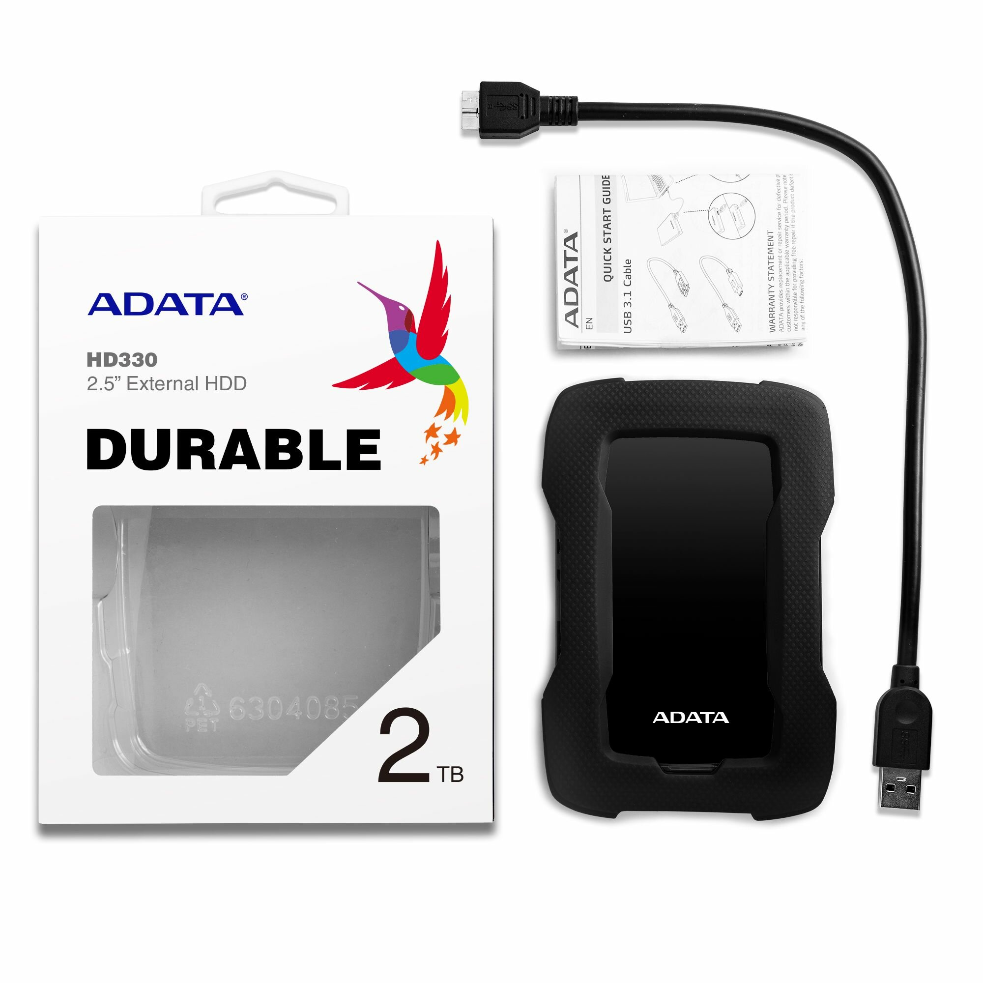 Внешний жесткий диск 2.5'' ADATA 2TB HD330 USB 3.1 черный - фото №7