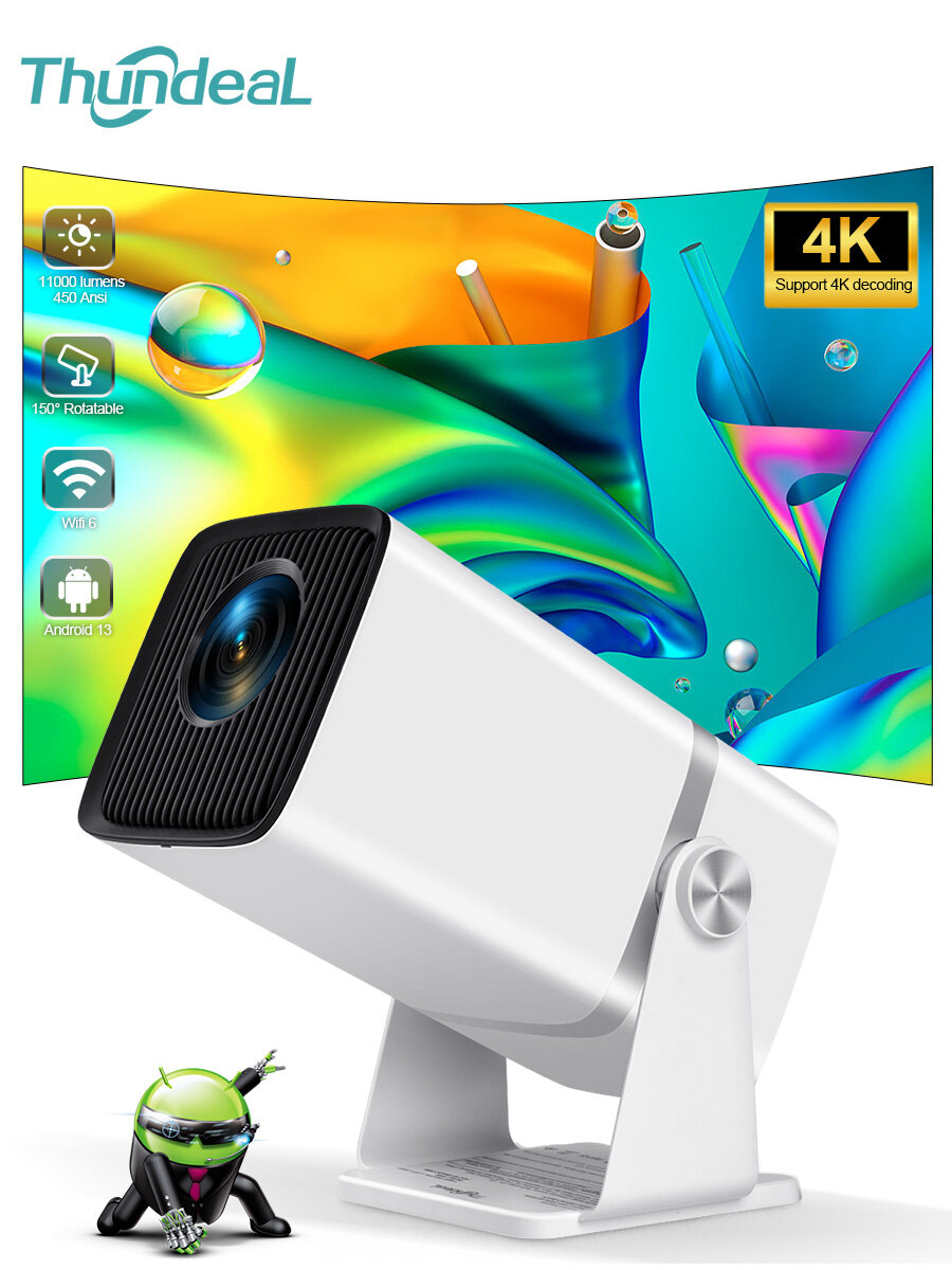 Мини HD-проектор ThundeaL TD80W Full HD 1080P 2K 4K Android 13