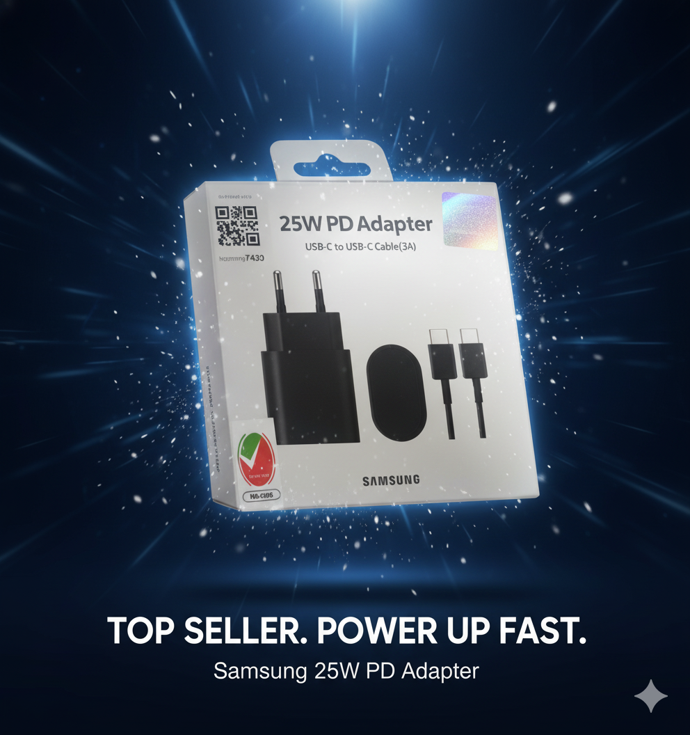 Зарядное устройство Samsung, адаптер 25 Вт, кабель USB-C на USB-C (3А) — фото 1