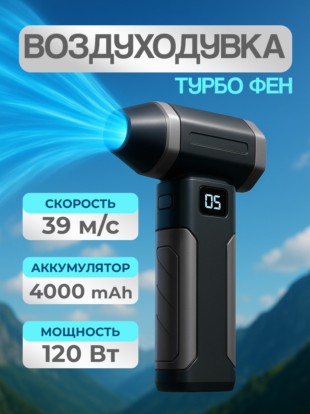 Мини-вентилятор Mini Jet Fan X8, беспроводной, высокоскоростной, для сушки и чистки