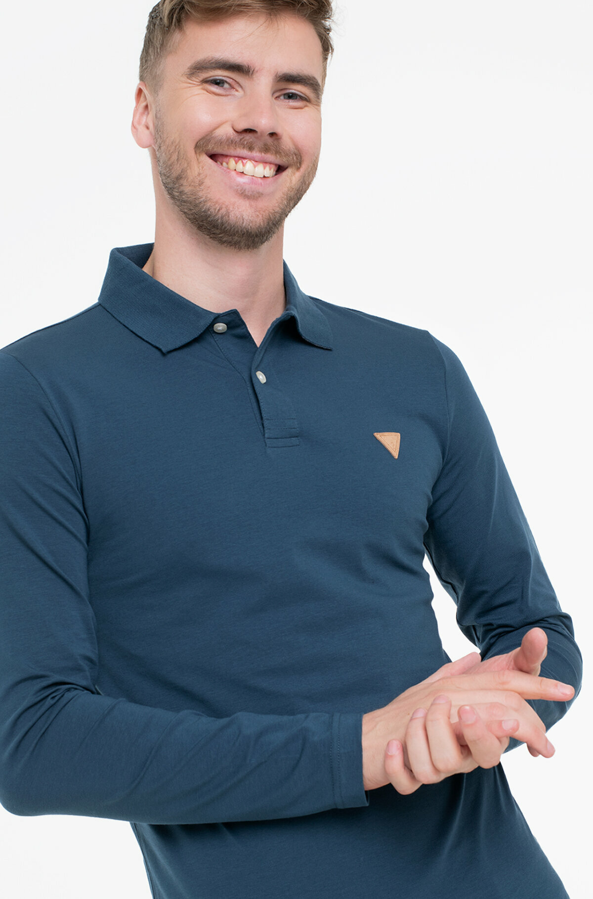 Поло GUESS OLIVER LS, размер L, синий — фото 1