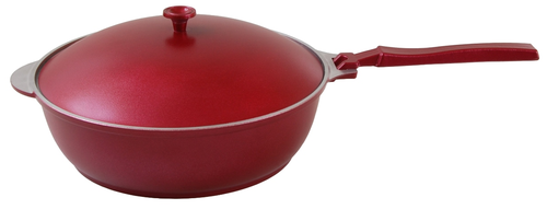 Сковорода-сотейник алюминиевая с крышкой, цвет бордовый, 26 см