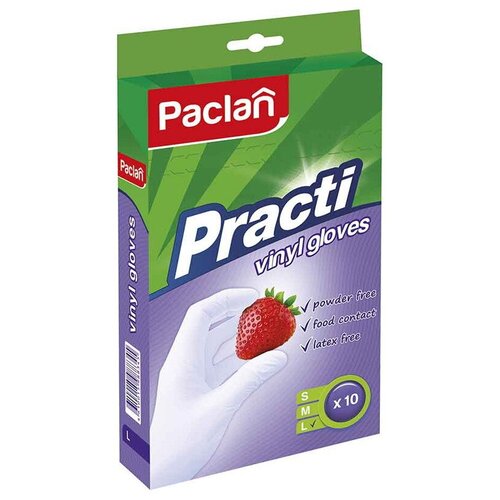 Paclan Practi Перчатки виниловые (L) 10 шт/упак.