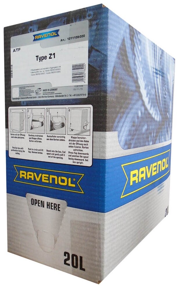 Трансмиссионное масло RAVENOL ATF Type Z1 Fluid (20л) ecobox