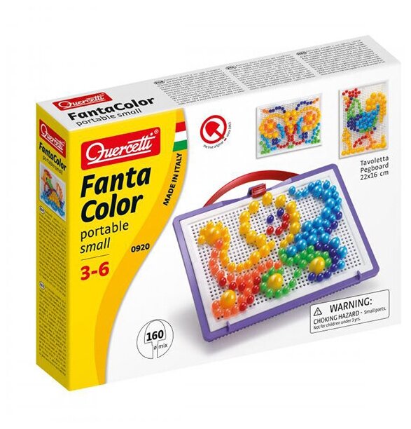 Мозаика Fanta Color Portable 160 элементов диаметр 10, 15, 20 мм Quercetti