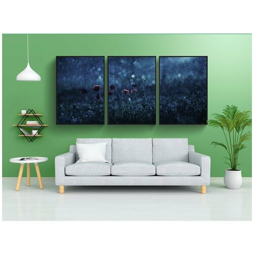 фото Набор модулных постеров для интерьера "летом, луг, ночь" 60x90 см. в тубусе, без рамки lotsprints