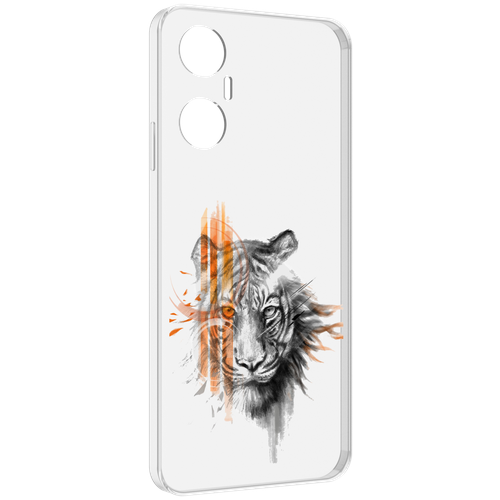 Чехол MyPads огненный тигр для Infinix Hot 20 5G задняя-панель-накладка-бампер
