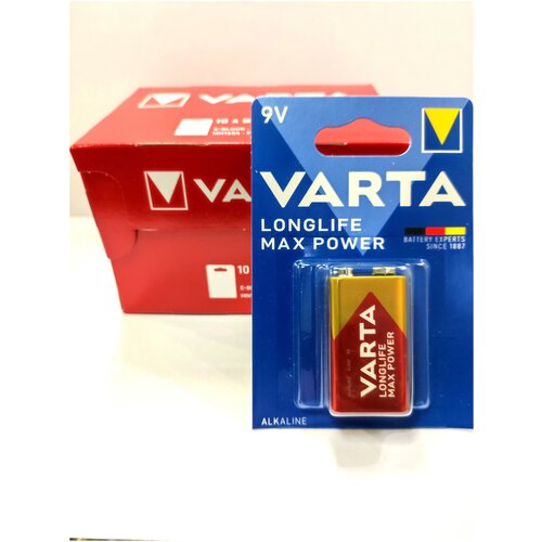 Батарейка VARTA LONGLIFE Max Power 9V Крона, 10 шт. батарейки varta longlife max power max tech крона 6lr61 bl1 alkaline 9v 4722 1 10 50