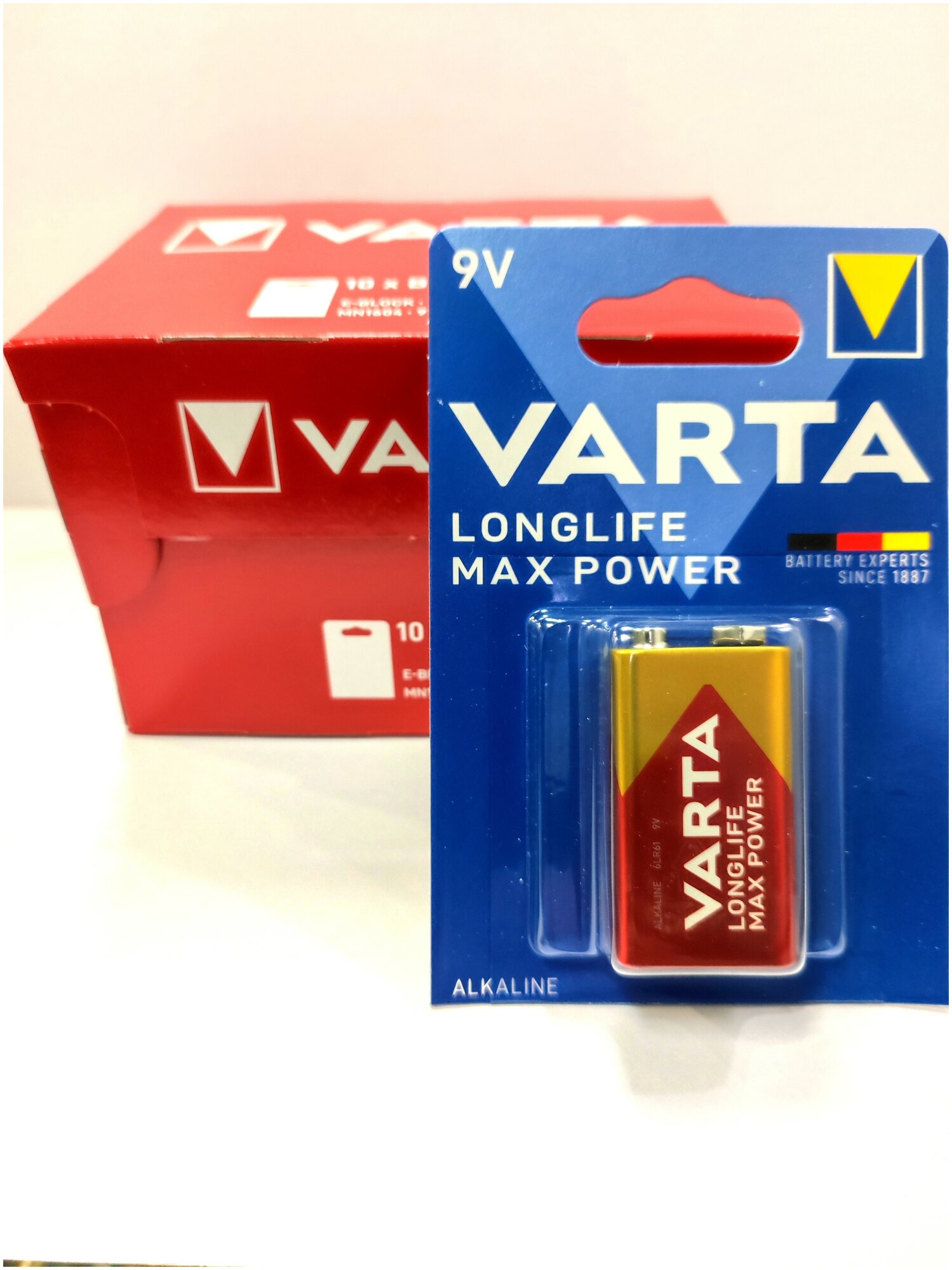 Батарейка VARTA LONGLIFE Max Power 9V Крона 10 шт.