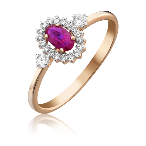 PLATINA jewelry Кольцо из красного золота с рубином и бриллиантом 01-1447-00-107-1110-30, размер 17