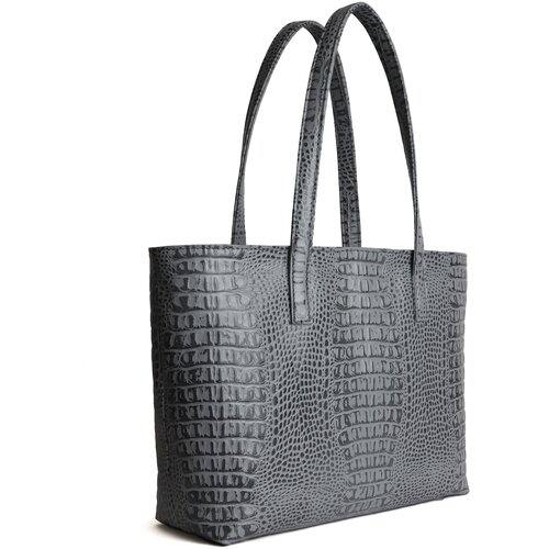 Сумка  шоппер ELBORSO повседневная, натуральная кожа, серый